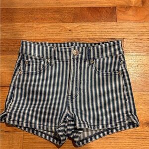 American Eagle Outfitters Blue and White Jean Shorts Nautical Style